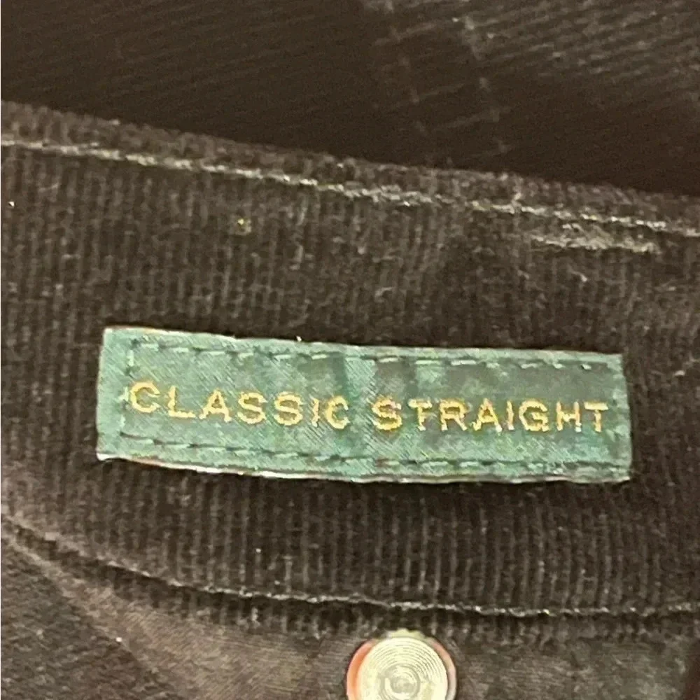LRL Micro Corduroy Straight Leg Pants Classic Black Size 4